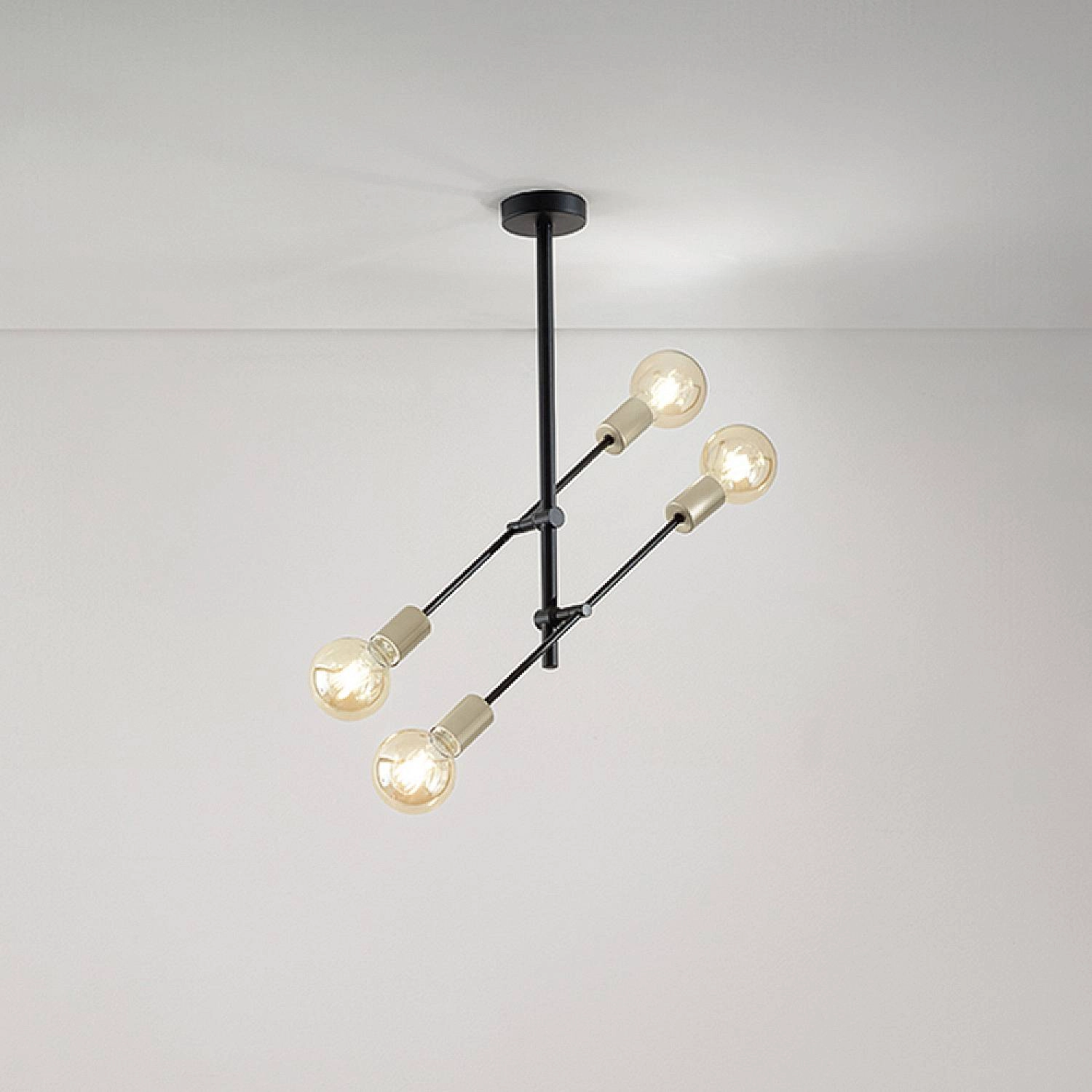 Plafoniera Industrial-Minimal-Nordico Vector Metallo Nero 4 Luci E27 6604N