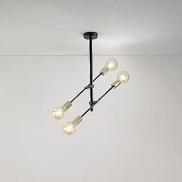 Plafoniera Industrial-Minimal-Nordico Vector Metallo Nero 4 Luci E27 Plafoniera Industrial-Minimal-Nordico Vector Metallo Nero 4 Luci E27