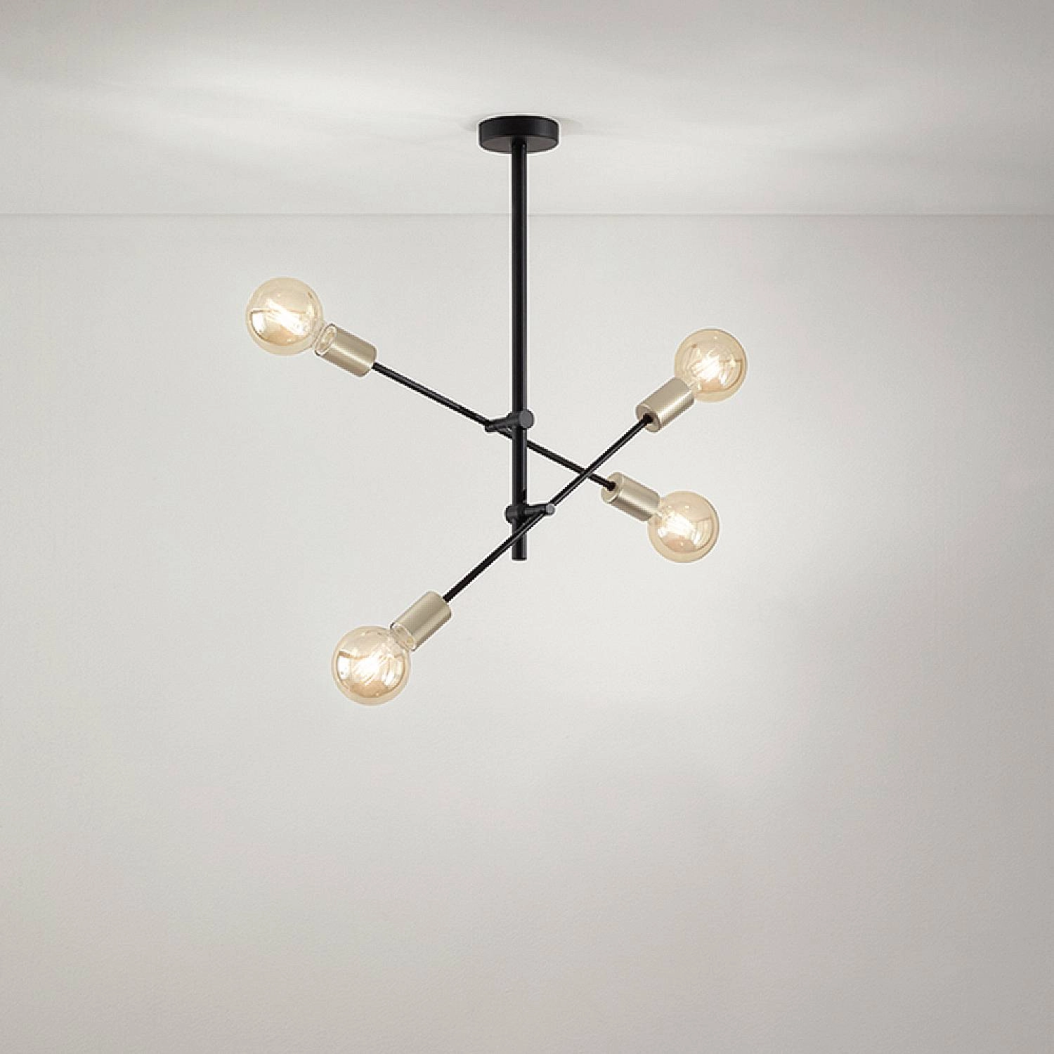 Plafoniera Industrial-Minimal-Nordico Vector Metallo Nero 4 Luci E27 6604N