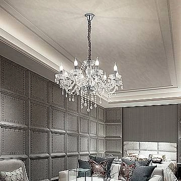 Lampadario Classico Venezia Vetro Trasparente 8 Luci E14
