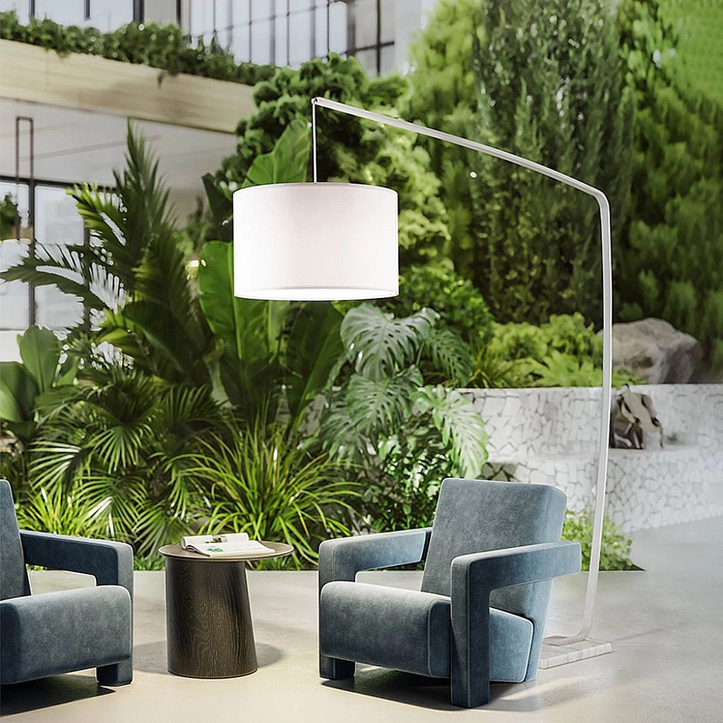 Piantana Contemporanea Zoe Alluminio Bianco Marmo 1 Luce E27 6876B