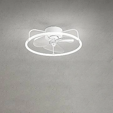 Ventilatore Moderno Lem Metallo Bianco Acrilico Trasparente Led 30W Cct