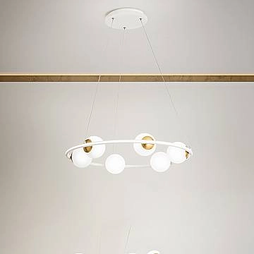 Sospensione Moderna Ball Metallo Bianco Vetro Led 80W 3000K