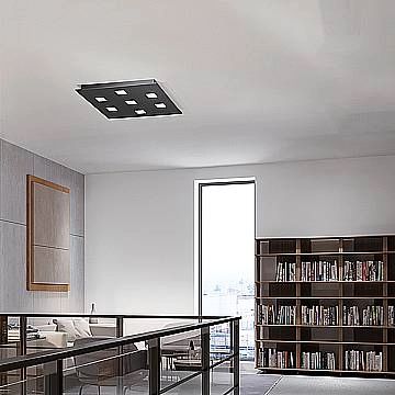 Plafoniera Moderna Pixel Metallo Nero Acrilico 7 Luci Gx53
