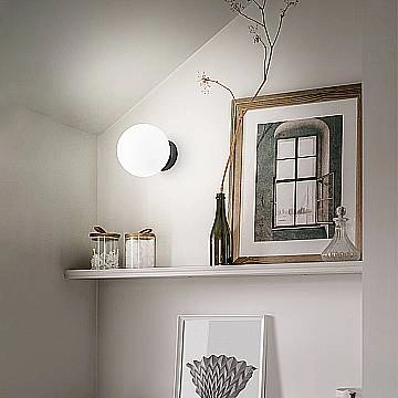 Applique Contemporanea Maga Metallo Nero Vetro 1 Luce E14