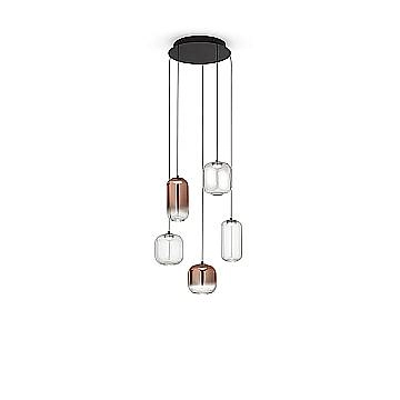 Lampadario Contemporaneo Hunter Alluminio Nero Vetro 5 Luci Led 5W 3000K