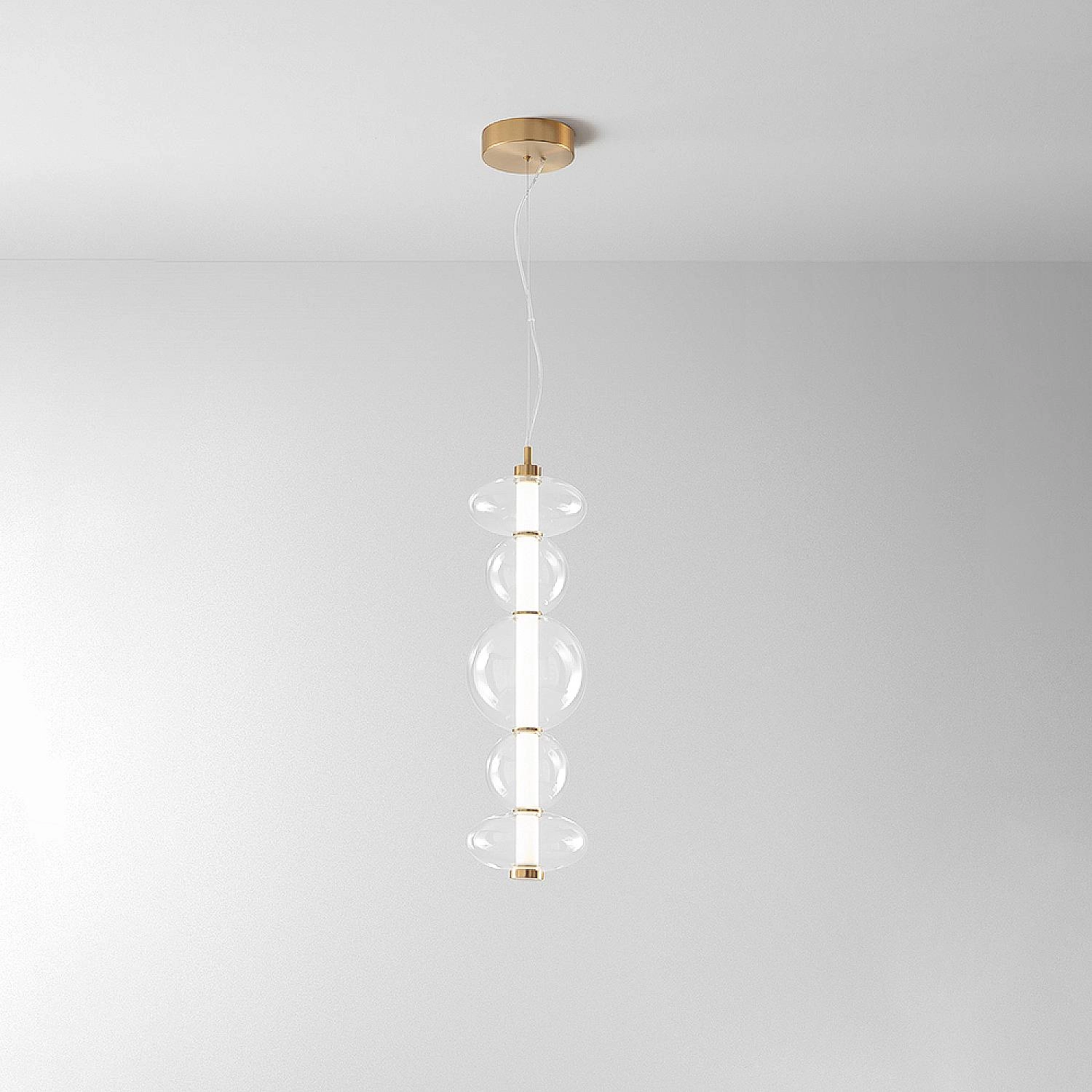 Sospensione Contemporanea Bubbles Alluminio Oro Vetro Trasparente Led 38W 3000K 8163TRLC