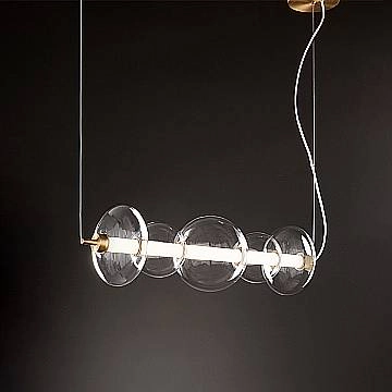 Sospensione Contemporanea Bubbles Alluminio Oro Vetro Trasparente Led 38W 3000K 8163TRLC