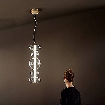Sospensione Contemporanea Bubbles Alluminio Oro Vetro Trasparente Led 38W 3000K 8163TRLC