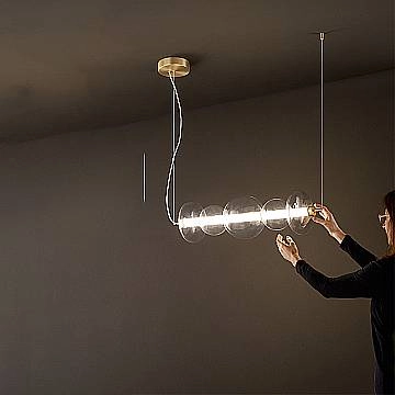 Sospensione Contemporanea Bubbles Alluminio Oro Vetro Trasparente Led 38W 3000K 8163TRLC