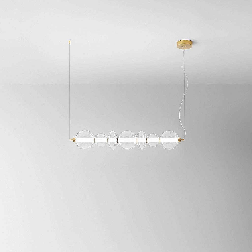 Sospensione Contemporanea Bubbles Alluminio Oro Vetro Trasparente Led 50W 3000K 8164TRLC