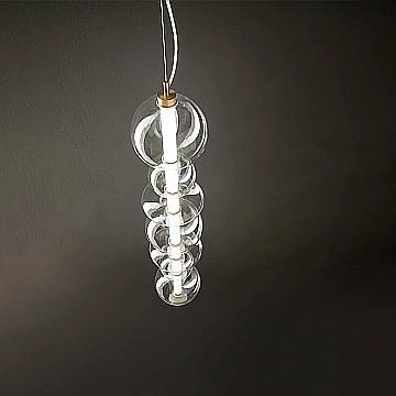 Sospensione Contemporanea Bubbles Alluminio Oro Vetro Trasparente Led 50W 3000K 8164TRLC
