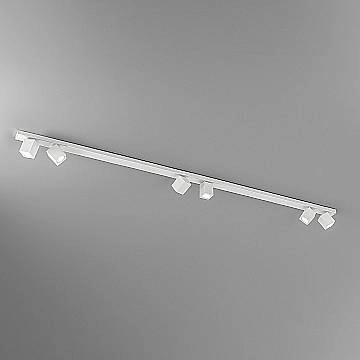Plafoniera Moderna Oddy Faretti Cubici Metallo Bianco 6 Luci Orientabili Gu10