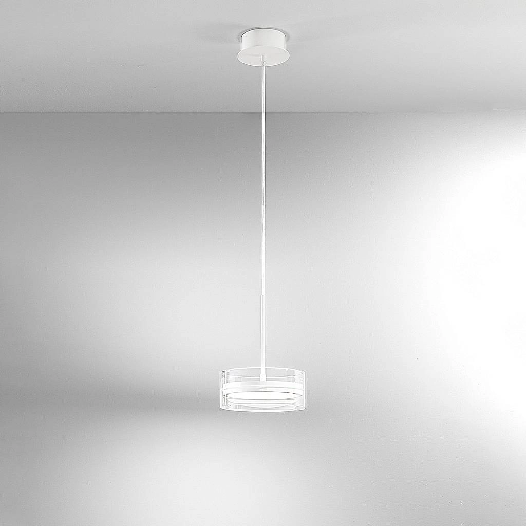 Sospensione Contemporanea Aere Metallo Bianco Vetro Led 14W 3000K 8216BLC