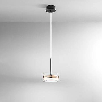 Sospensione Contemporanea Aere Metallo Oro Rosa Vetro Nero Led 14W 3000K