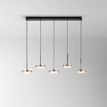 Lampadario Contemporaneo Aere Metallo Oro Rosa Vetro Nero 5 Luci Led 14W 3000K Lampadario Contemporaneo Aere Metallo Oro Rosa Vetro Nero 5 Luci Led 14W 3000K