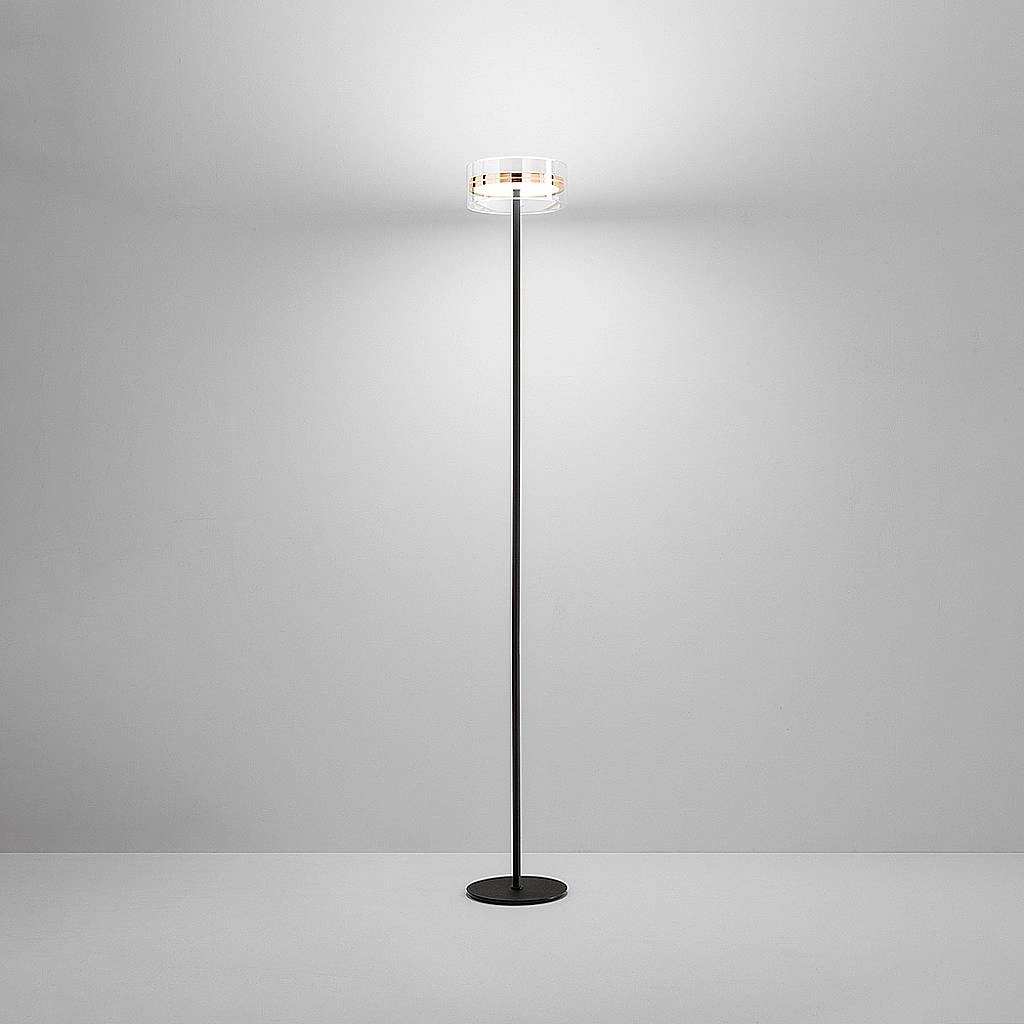 Piantana Contemporanea Aere Metallo Oro Rosa Vetro Nero Led 20W 3000K 8220ORLC