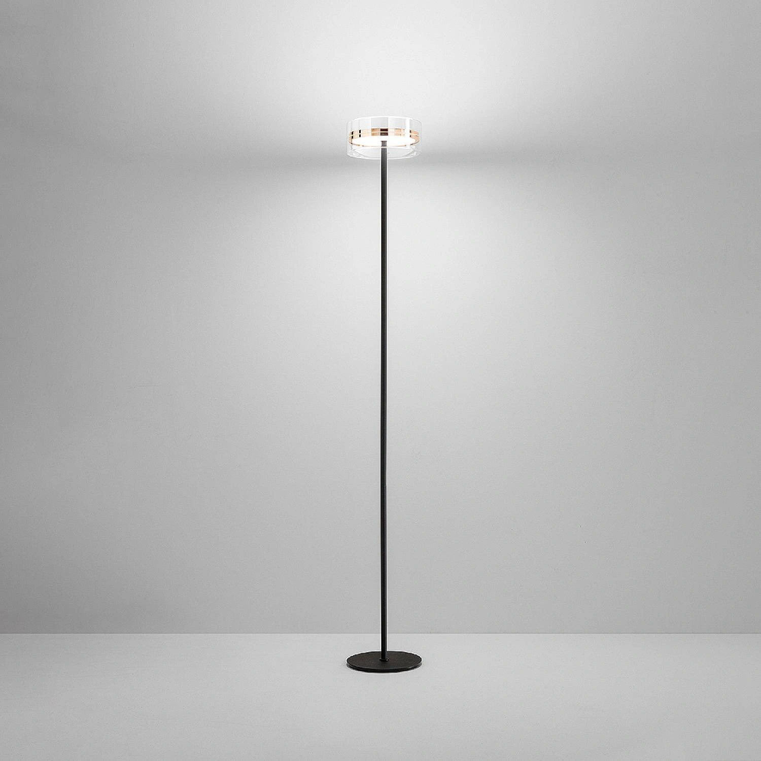 Piantana Contemporanea Aere Metallo Oro Rosa Vetro Nero Led 20W 3000K 8220ORLC