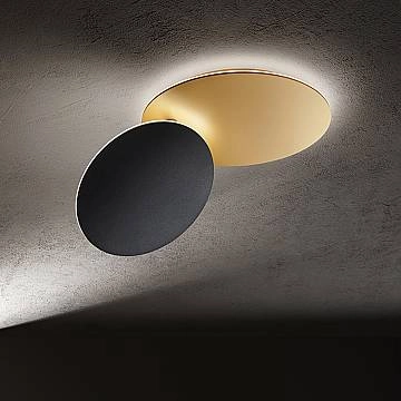 Plafoniera Contemporanea Drum Metallo Oro Acrilico Nero Led 43W 3000K