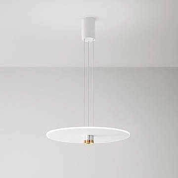 Sospensione Minimal Stream Metallo Bianco E Oro Acrilico Led 50W 3000K