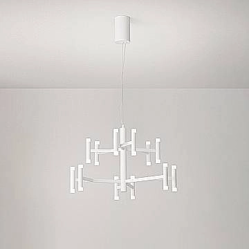 Lampadario Contemporaneo Candles Metallo Bianco Opaco Acrilico Led 68W 3000K