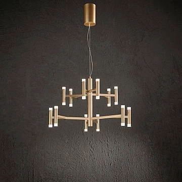 Lampadario Contemporaneo Candles Metallo Oro Spazzolato Acrilico Led 68W 3000K