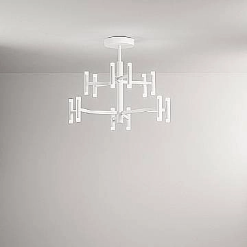 Plafoniera Contemporanea Candles Metallo Bianco Opaco Acrilico Led 68W 3000K