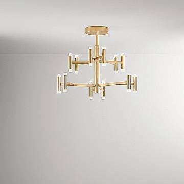 Plafoniera Contemporanea Candles Metallo Oro Spazzolato Acrilico Led 68W 3000K