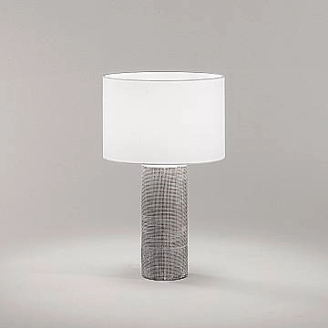 Lampada Tavolo Contemporanea Tribale Ceramica Cemento Tessuto Bianco 1 Luce E27