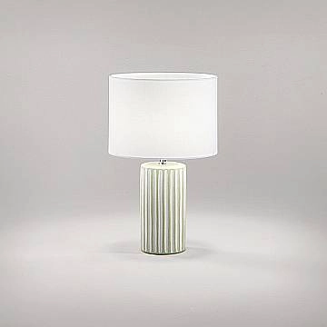 Lampada Tavolo Contemporanea Tribale Ceramica Beige Bianco Tessuto 1 Luce E27