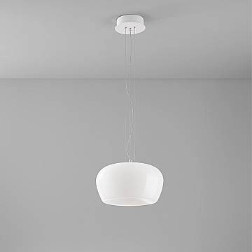 Lampadario Moderno Kave Metallo Vetro Bianco Led 20W 3000K Dimmerabile Ip20