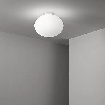 Plafoniera Contemporanea Saturno Vetro Bianco 2 Luci E27 Ip20 D40