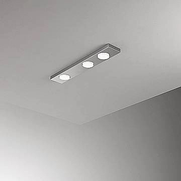 Plafoniera Moderna Bottone Metallo Alluminio Opaco 3 Luci Gx53 Ip20