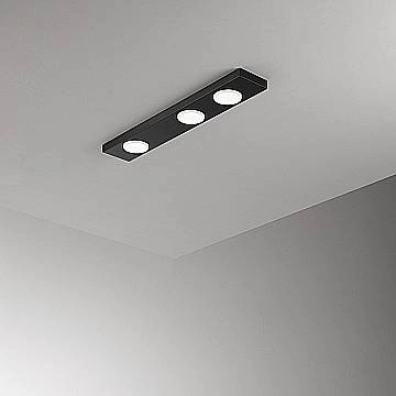 Plafoniera Moderna Bottone Metallo Nero Opaco 3 Luci Gx53 Ip20