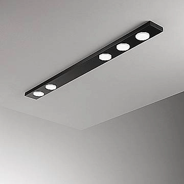 Plafoniera Moderna Bottone Metallo Nero Opaco 5 Luci Gx53 Ip20
