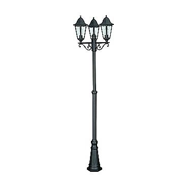 Palo Esterno Sawyer Alluminio Nero 3 Luci E27 Ip44