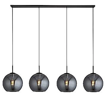 Lampadario Contemporaneo Amsterdam Acciaio Nero Vetro Fumè 4 Luci E27