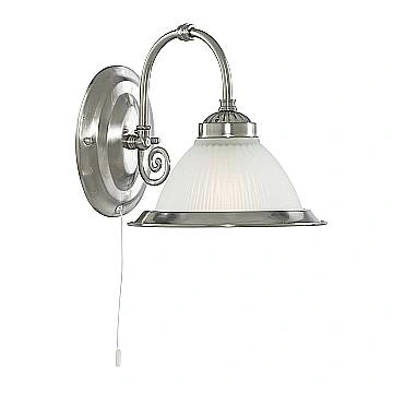 Applique Contemporanea American Dinner Acciaio Argento Vetro 1 Luce E27
