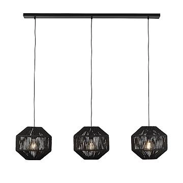 Lampadario Contemporaneo Vimini Acciaio Nero Tessuto 3 Luci E27 Lampadario Contemporaneo Vimini Acciaio Nero Tessuto 3 Luci E27