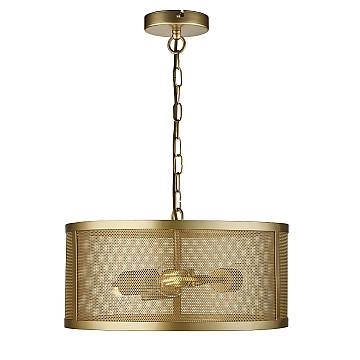 Lampadario Industrial-Nordico Rete Acciaio Oro 3 Luci E27 Lampadario Industrial-Nordico Rete Acciaio Oro 3 Luci E27