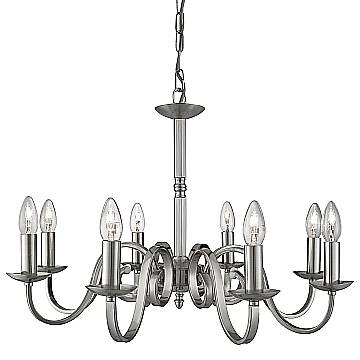 Lampadario Contemporaneo Richmond Acciaio Argento 8 Luci E14