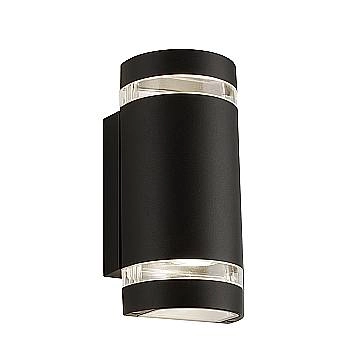 Applique Sheffield Alluminio Nero Policarbonato Trasparente 2 Luci Gu10