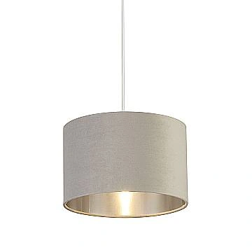 Paralume Contemporaneo Tamburo Acciaio Grigio Velluto Grigio 1 Luce D28Cm