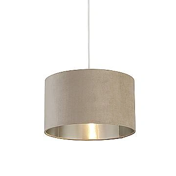 Paralume Contemporaneo Tamburo Tessuto Argento Tortora 1 Luce D38Cm