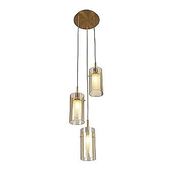 Lampadario Contemporaneo Duetto 3 Acciaio Bronzo Vetro 3 Luci E14
