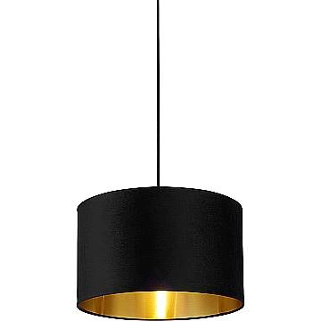 Paralume Contemporaneo Velluto Acciaio Nero Tessuto Oro 1 Luce B22/E14/E27