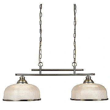 Lampadario Rustico-Country Bistrot Ii Acciaio Ottone Vetro 2 Luci E27