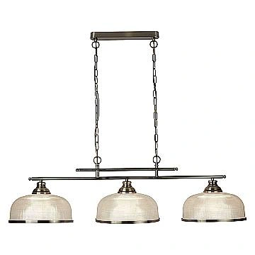 Lampadario Rustico Bistrot Ii Acciaio Ottone Vetro Trasparente 3 Luci E27
