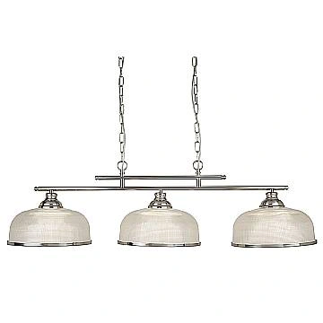 Lampadario Rustico Bistrot Ii Acciaio Argento Vetro Trasparente 3 Luci E27