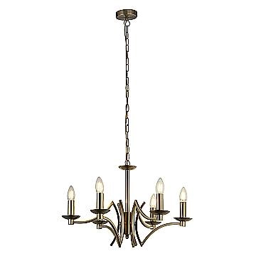 Lampadario Industrial-Nordico Ascot Acciaio Ottone 6 Luci E14